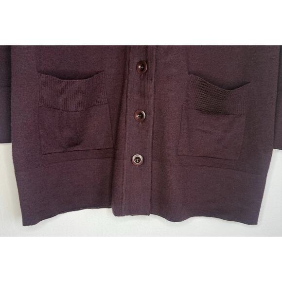 PENDLETON Womens Medium Longline Cardigan Sweater Plum Button Front Academia - Picture 3 of 9